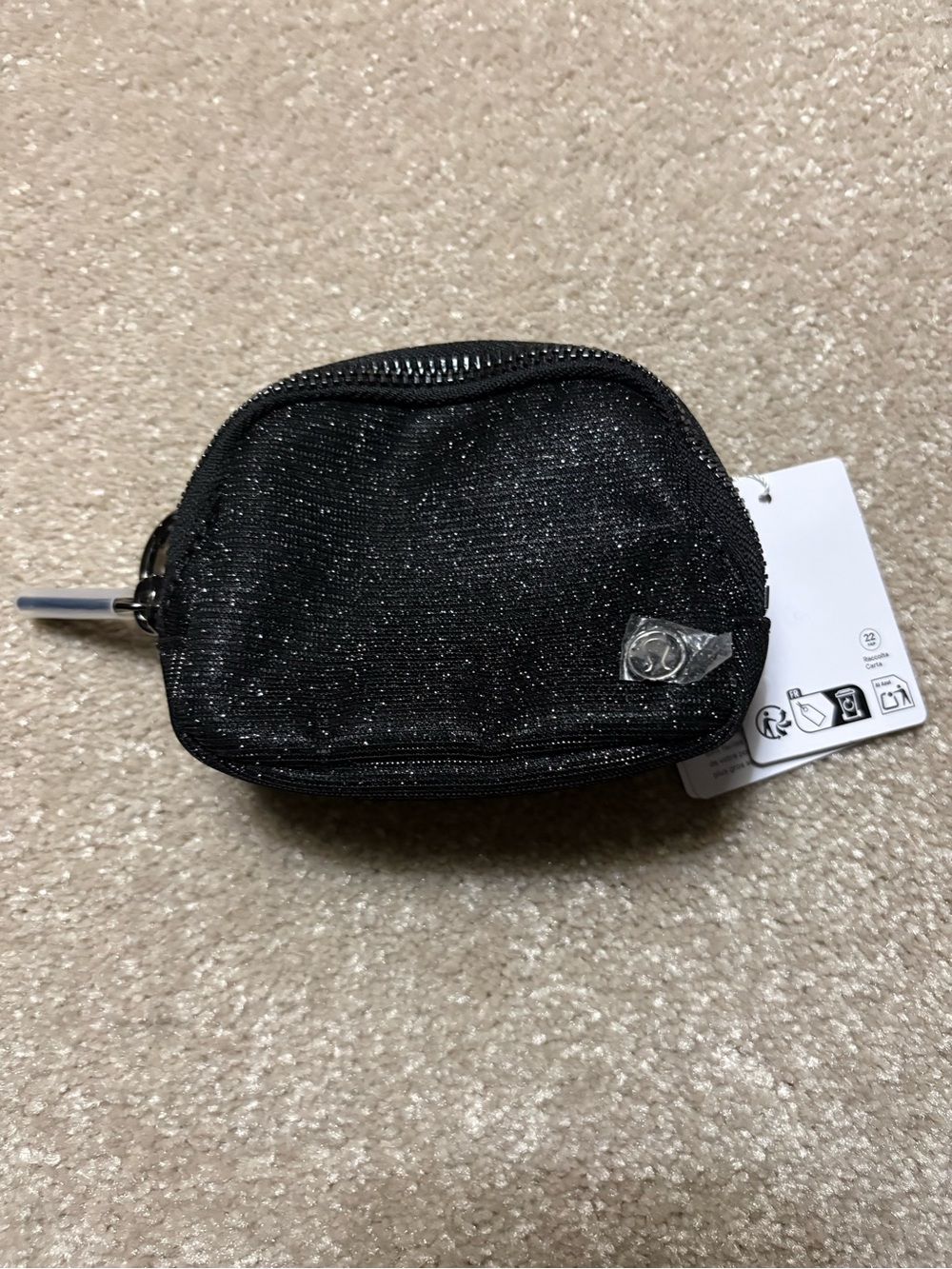 Lululemon Everywhere Belt Bag Nano NWT Black Glitter Gunmetal